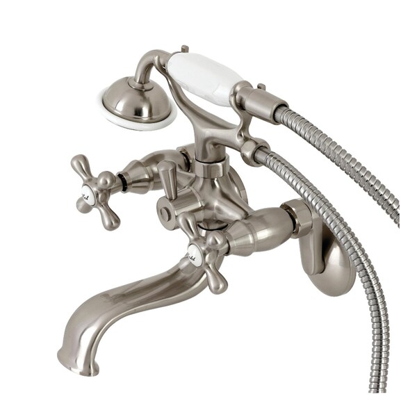 Kingston Brass KS226SN Wall Mount Tub Faucet with Hand Shower, Brushed Nickel KS226SN - main